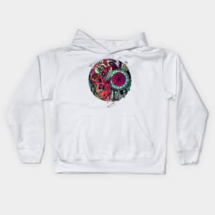 Blue Red Blend Skull and Dreamcatcher Circle Kids Hoodie